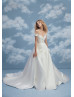 Short Sleeves Ivory 3D Flowers Satin Gorgeous Wedding Dress